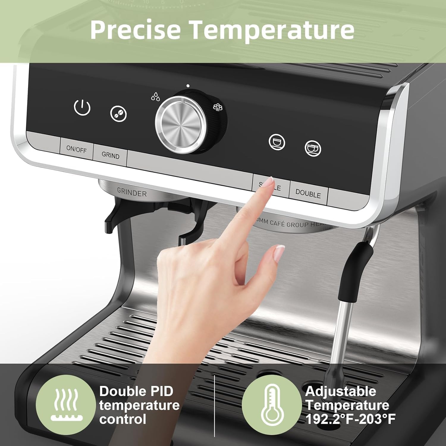 Semi-Automatic Espresso Machine 1450W 20 Bar Pressure - 30 Grind Settings with Fast Heating & Milk Frother Steam Wand - Perfect for Home, Office & Hotel Use - Silver (Ideal for Coffee Lovers & Baristas)
