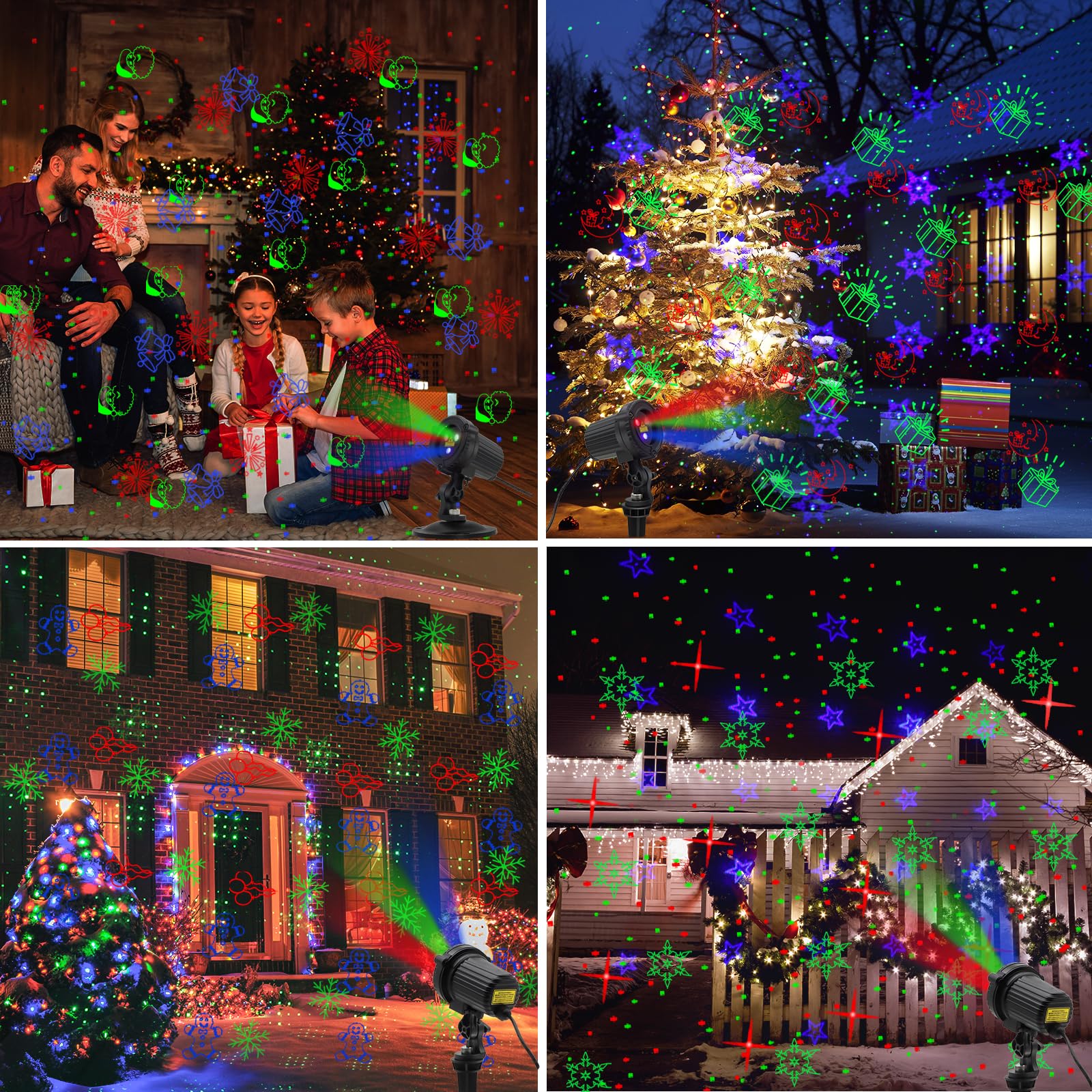 Christmas Laser Lights Outdoor Projector - RGB Red Green Blue with 20 Holiday Light Patterns for Xmas, New Year & Winter Decorations | Perfect for House, Yard, Garden & Party Decor