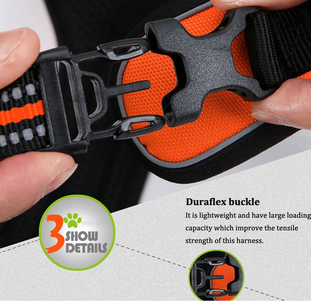 SGODA Reflective No-Pull Dog Harness with Handle - Adjustable Pet Vest for Small Dogs, Orange - Perfect for Night Walks, Jogging & Outdoor Adventures