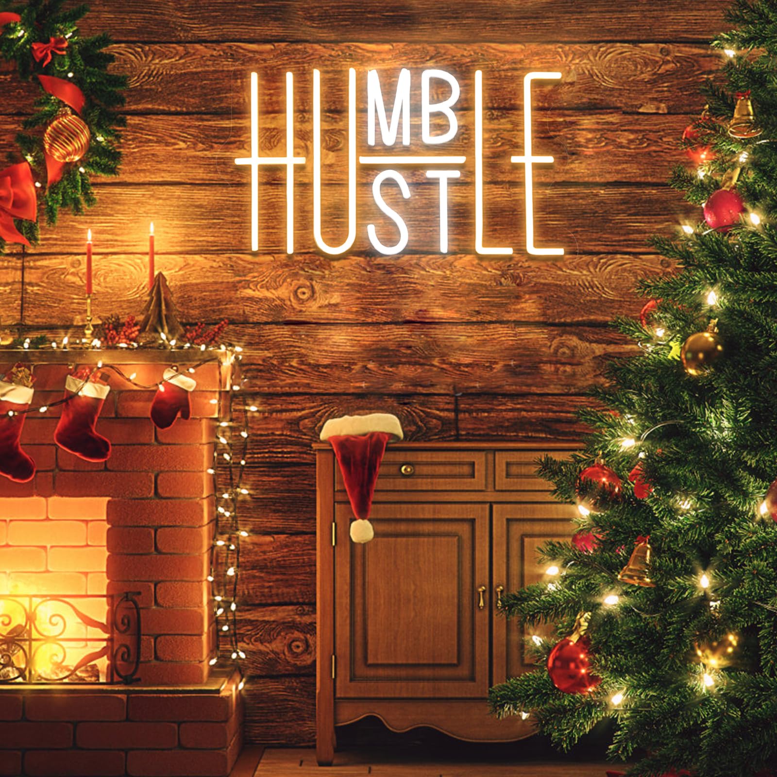 Hustle LED Neon Sign - USB Wall Decor for Office, Gym & Man Cave
