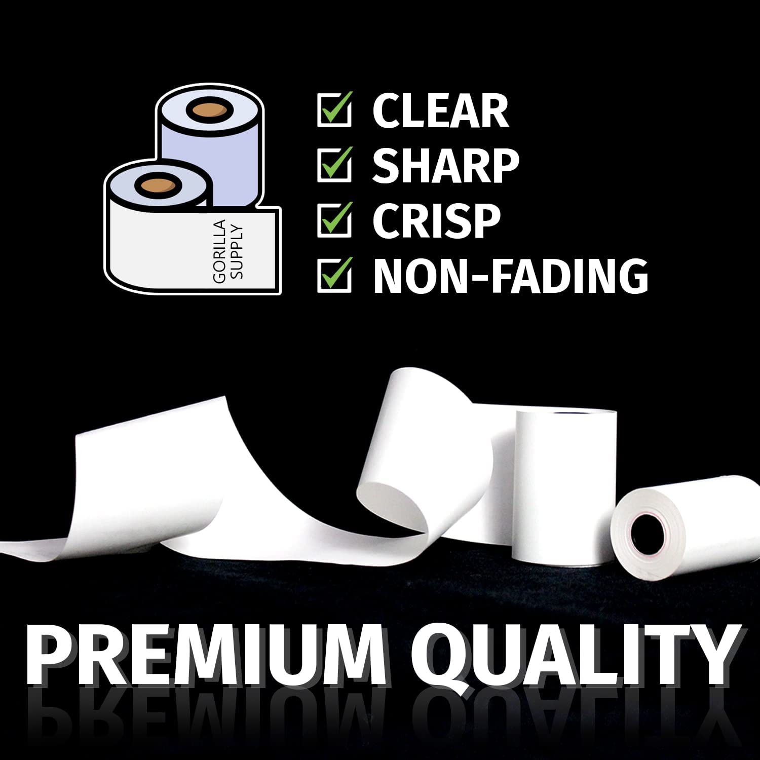 GORILLA SUPPLY 32 Rolls Thermal Paper Receipt Rolls - 3.125