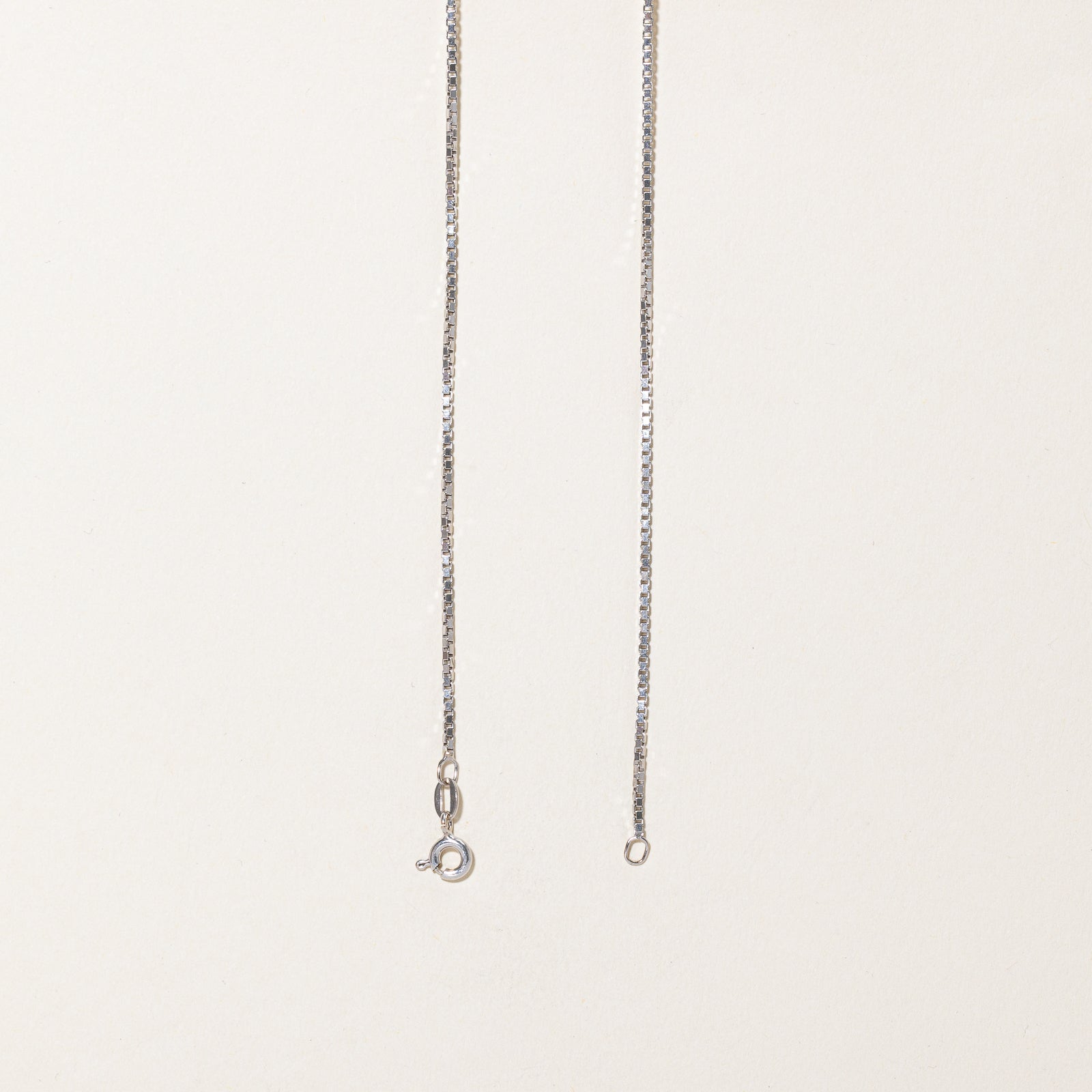 9K White Gold Box Link Chain Necklace - 1.20mm Thin & Dainty 18