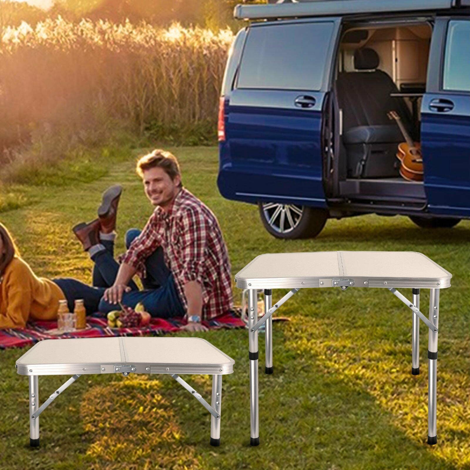 **2ft Aluminum Folding Table - Portable Lightweight Indoor Outdoor Picnic Party Camping Table by BrandMagaz - Perfect for BBQs, Tailgating, Beach Trips & Home Use**
