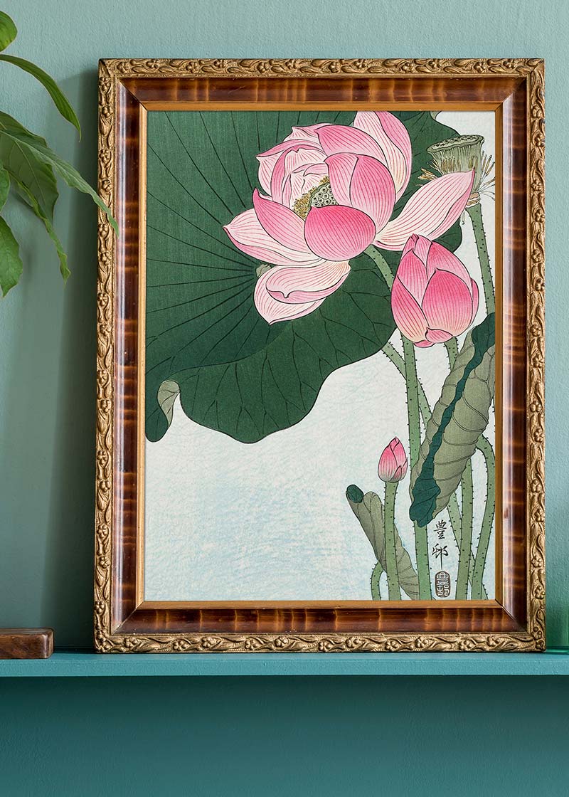 Ohara Koson Blooming Lotus Flowers - Japanese Art Print for Home Decor, Office & Meditation Spaces
