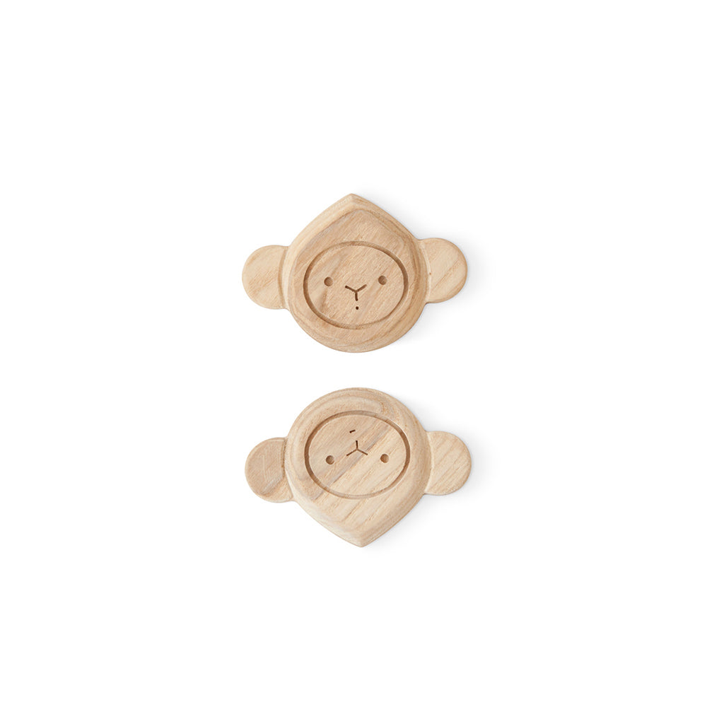 Babai Natural Wooden Teething Bar for Babies - Monkey Design, Safe & Non-Toxic Baby Teether for Soothing Sore Gums - Perfect for Infants & Toddlers During Teething, Travel & Playtime