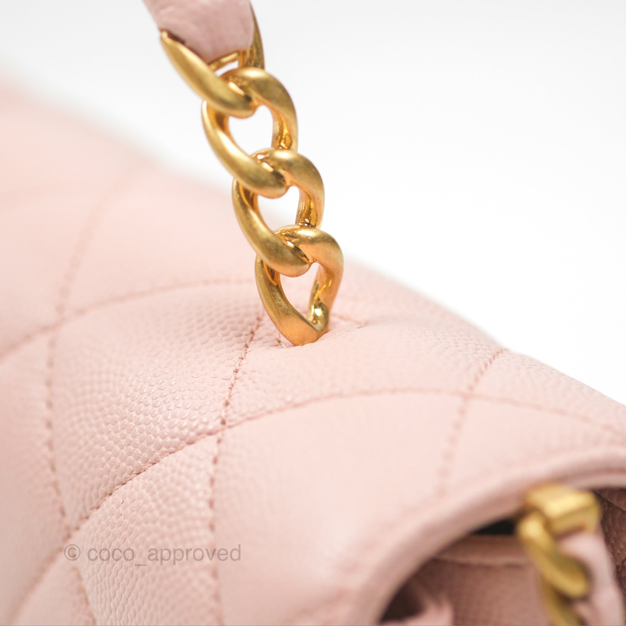 Chanel Carry Me Top Handle Flap Bag Pink Caviar Leather with Aged Gold Hardware - Perfect for Date Night & Special Occasions