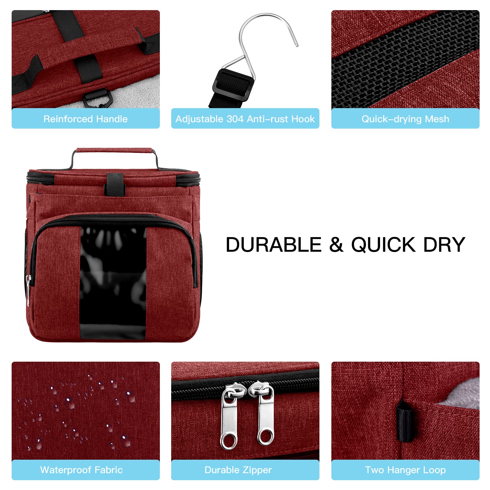 Bukere Portable Shower Caddy - Waterproof Hanging Toiletry Bag for Travel, College Dorm, Gym & Camp | Compact Shower Organizer with Multiple Pockets | Perfect for Students, Outdoor Adventures & Daily Use
