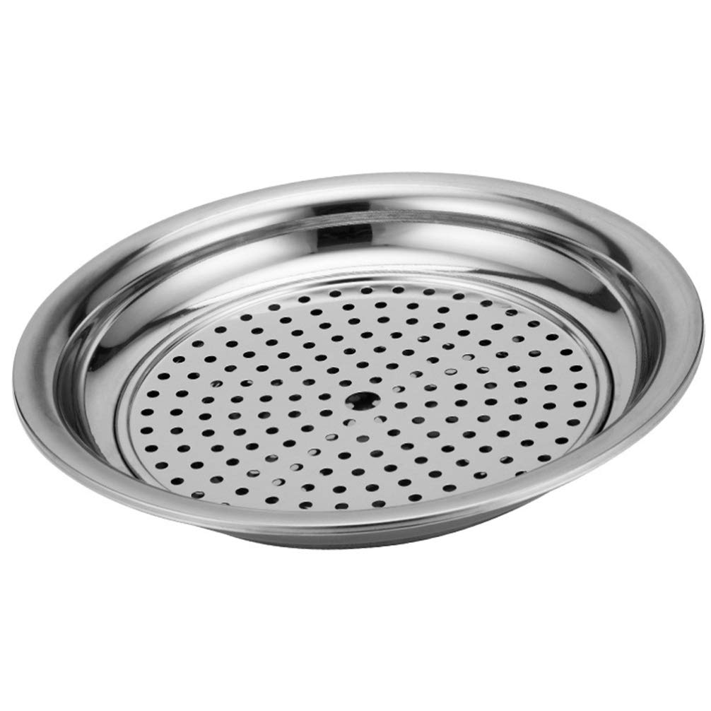 YARDWE Stainless Steel Veggie Tray with Oil Drain - 28CM Thickened Metal Tray for Steamed Dumplings, Fruits & Snacks | Perfect for Kitchen, Oven & Party Serving