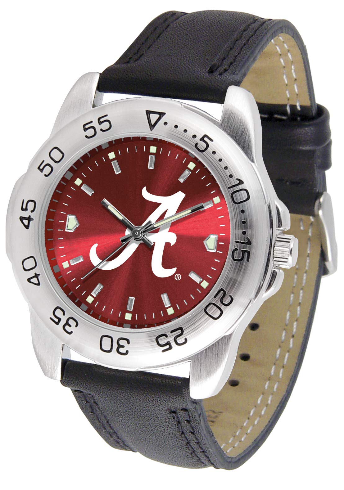 Sun Time Men's Sport X Watch - Anochrome Dial & Genuine Leather Strap - Alabama Crimson Tide - Perfect for Sports, Outdoor Activities & Casual Wear