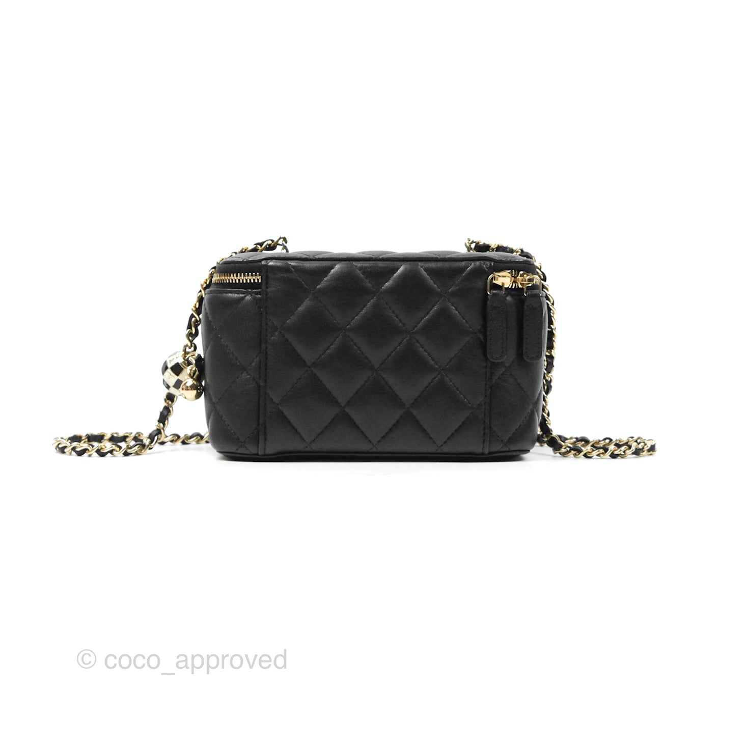 Chanel Ball Crush Vanity Bag with Chain - Black Lambskin Leather & Gold Hardware - Luxury Crossbody Clutch for Evening Parties & Special Occasions