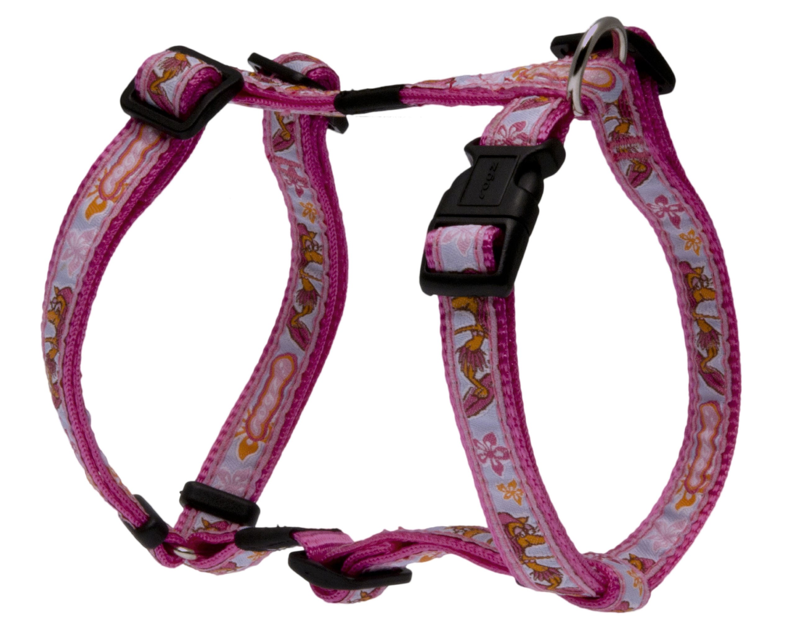 Rogz Fancy Dress Medium 5/8-Inch Scooter Adjustable Dog H-Harness, Pink Rogzette Design - Comfortable Pet Harness for Small Dogs, Perfect for Walking, Training & Outdoor Adventures