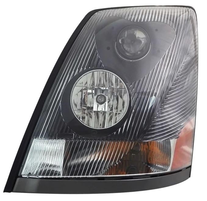 Volvo VNL VNM Semi Truck Headlights (2004-2018) - Black Bezel Replacement for Night Driving
