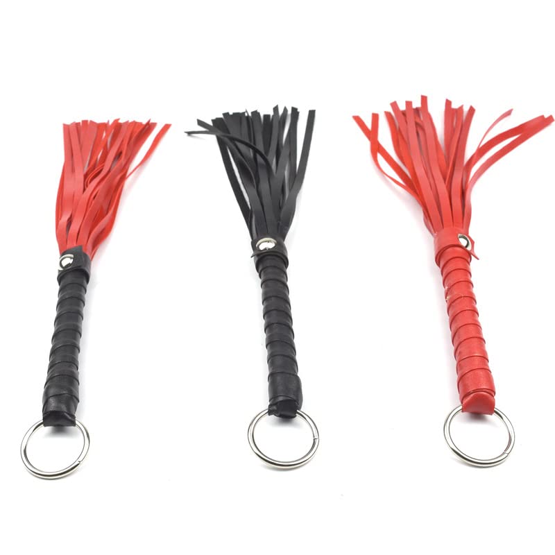 Premium Unisex BDSM Whip - Black Leather Small Flogger for Couples, Sensual Play & Spanking - Perfect for Roleplay, Bondage & Adult Intimacy