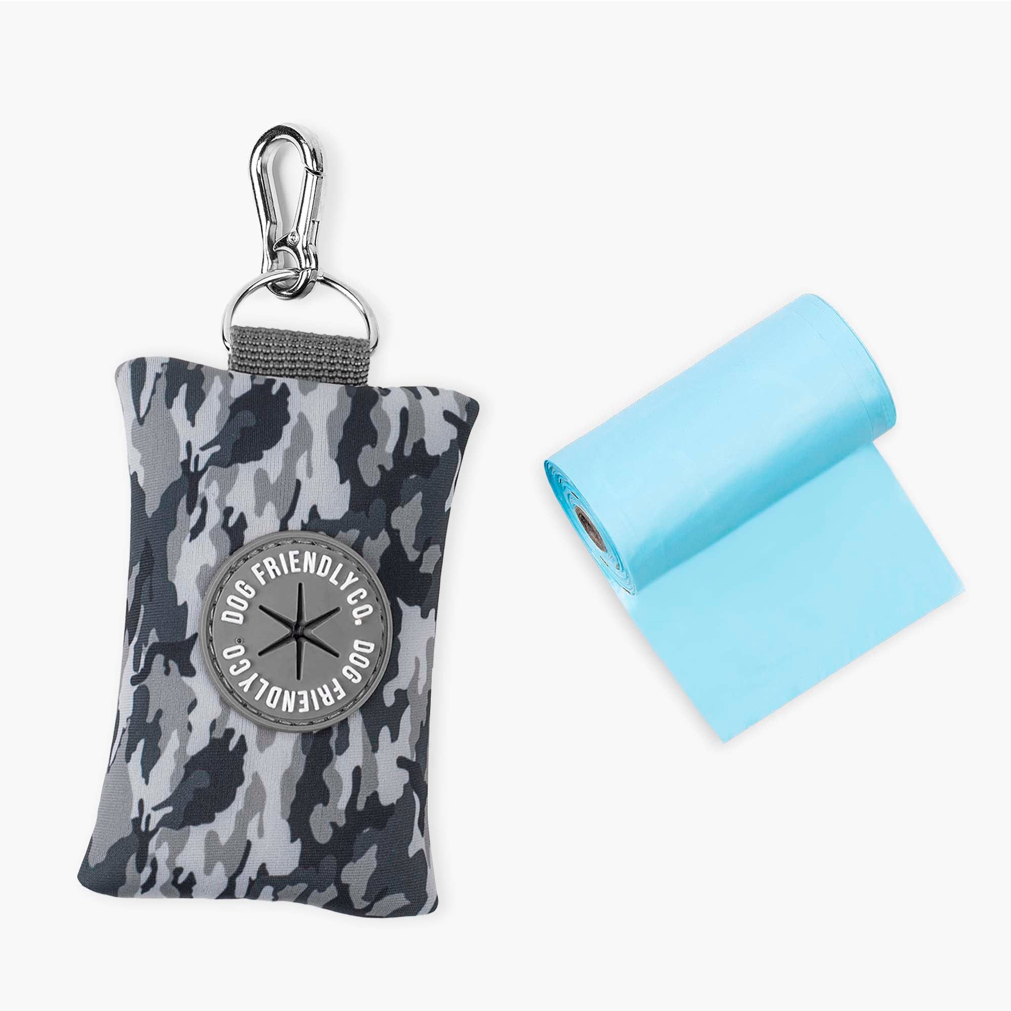 Dog Poop Bag Holder - Grey Camo Design | Leak-Proof & Durable | Clip-On for Dog Leash | Perfect for Walking, Hiking & Outdoor Adventures