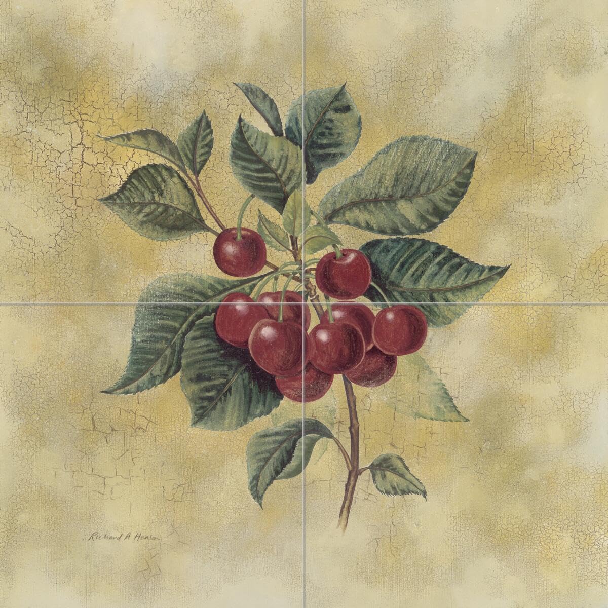 Ceramic Backsplash Tile Mural - Cherry Design by Richard Henson for Kitchen Decor | Perfect for Farmhouse, Modern & Traditional Kitchens