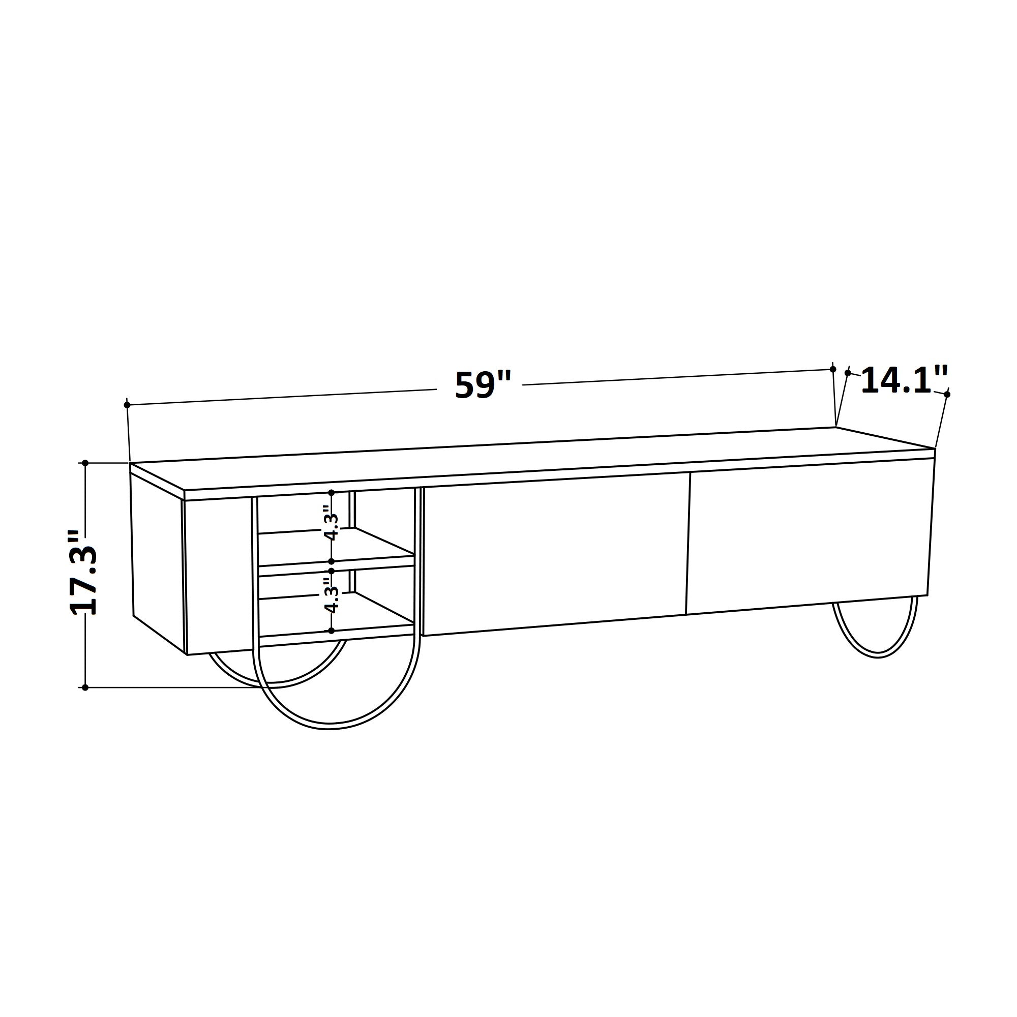 Modern TV Stand with Storage - Sturdy Wooden Entertainment Center for Flat Screen TVs up to 65