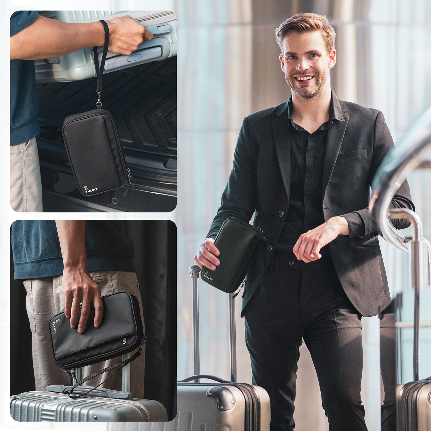 VPW103 RFID Blocking Family Passport Wallet - Secure Travel Organizer for 4 Passports with Wrist Strap | Perfect for Airports, Vacations & International Trips