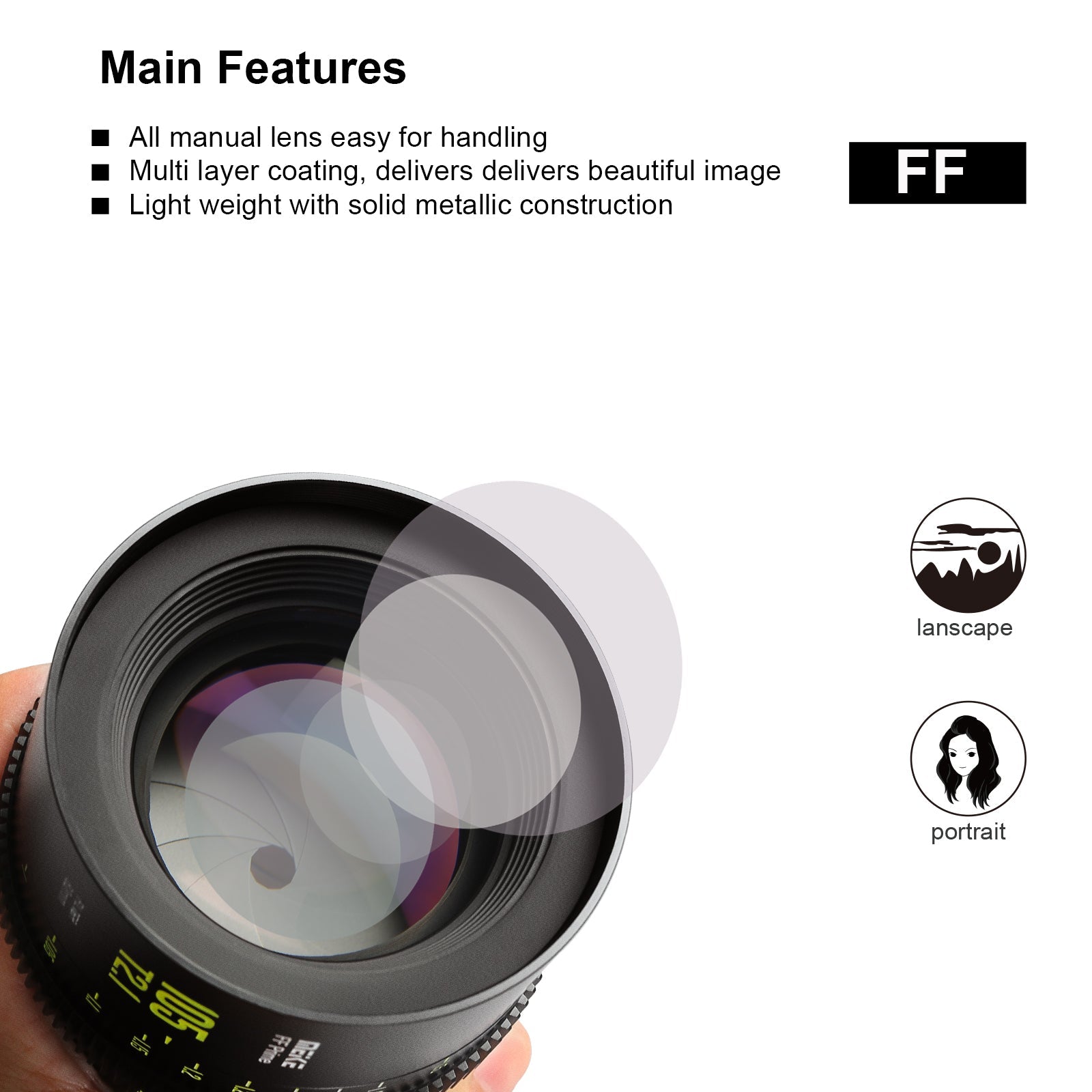 Meike 105mm T2.1 Full Frame Cinema Prime Lens for L Mount - Professional Cine Lens for Filmmaking, Videography & Photography - Perfect for Portraits, Interviews & Low Light Shooting