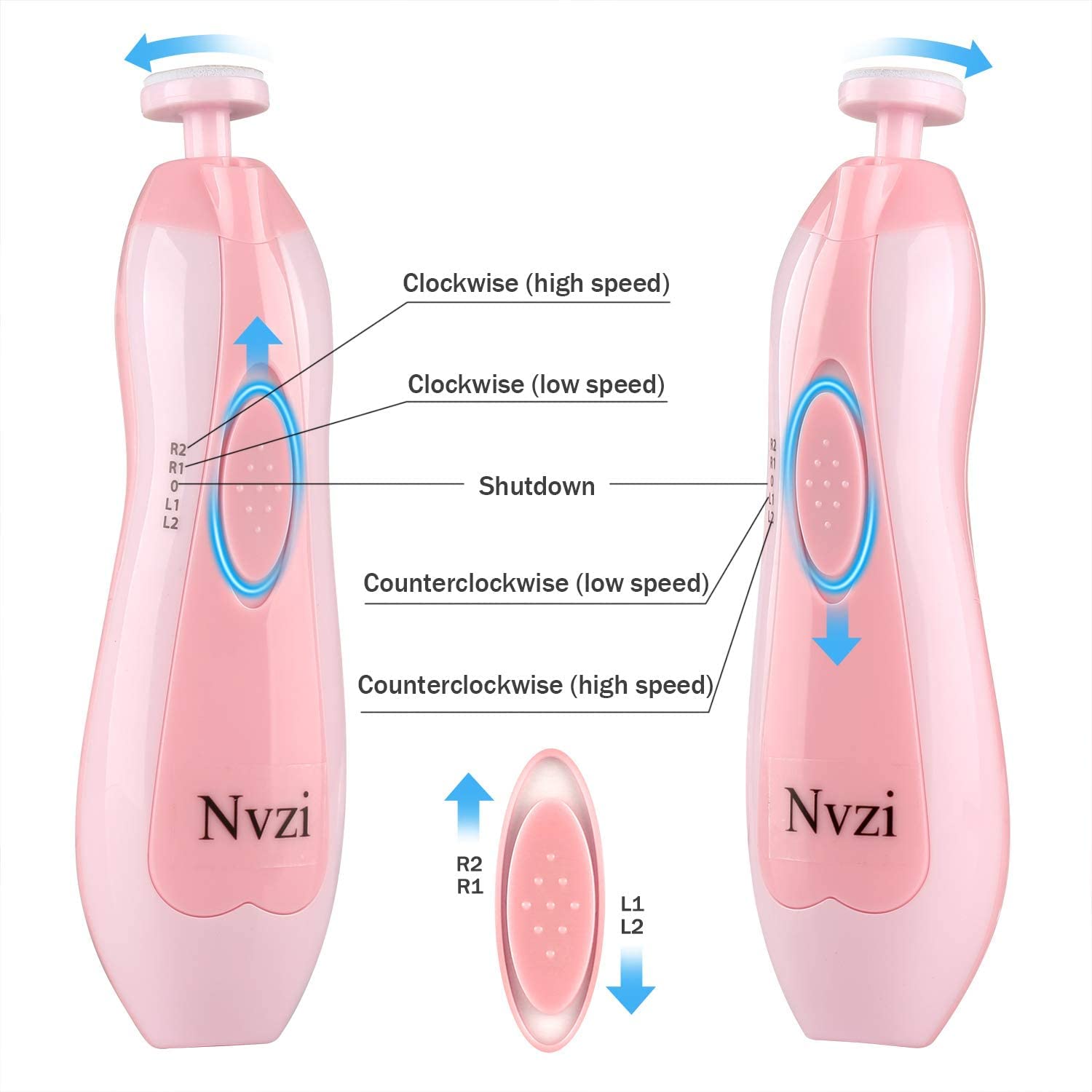 Electric Baby Nail Trimmer & File with LED Light - Safe Infant Nail Clippers for Newborns & Toddlers - Toe Nail Sander for Thick Nails (Pink) - Perfect for Gentle At-Home Baby Grooming and Travel Use