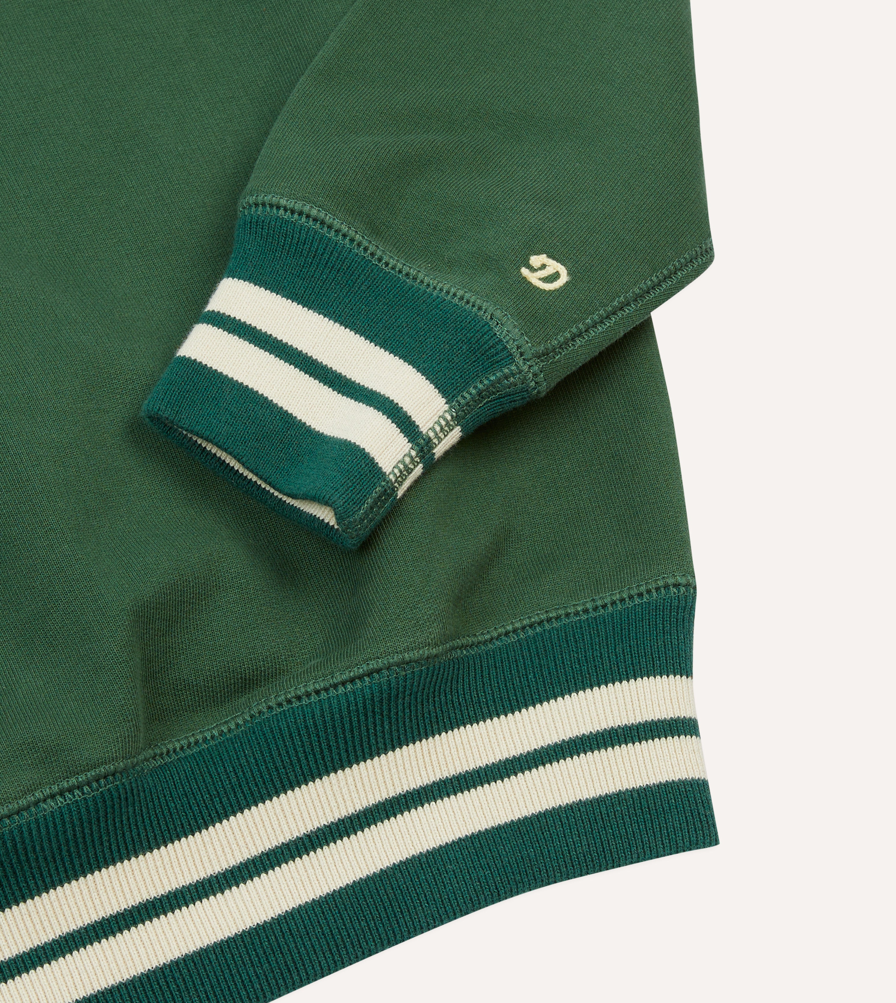 Green Striped Rib Cotton Jersey Sweatshirt for Women - Soft Casual Pullover Top for Everyday Wear | Perfect for Lounge, Workout & Street Style
