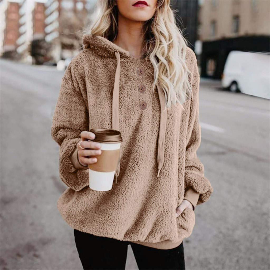 FORUU Women's Hooded Sweatshirt - Soft Comfy Pullover with Zipper Pocket, Winter Warm Fleece Top for Casual Outfits & Outdoor Activities