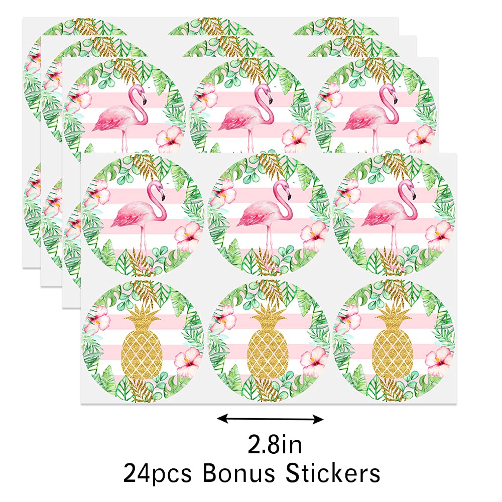 BonBeeDesign Flamingo Party Favors Candy Bags with Stickers - Pineapple Goodie Gift Treat Bags for Birthday Parties - Flamingo Themed Party Supplies for Baby Showers, Pool Parties & Summer Events