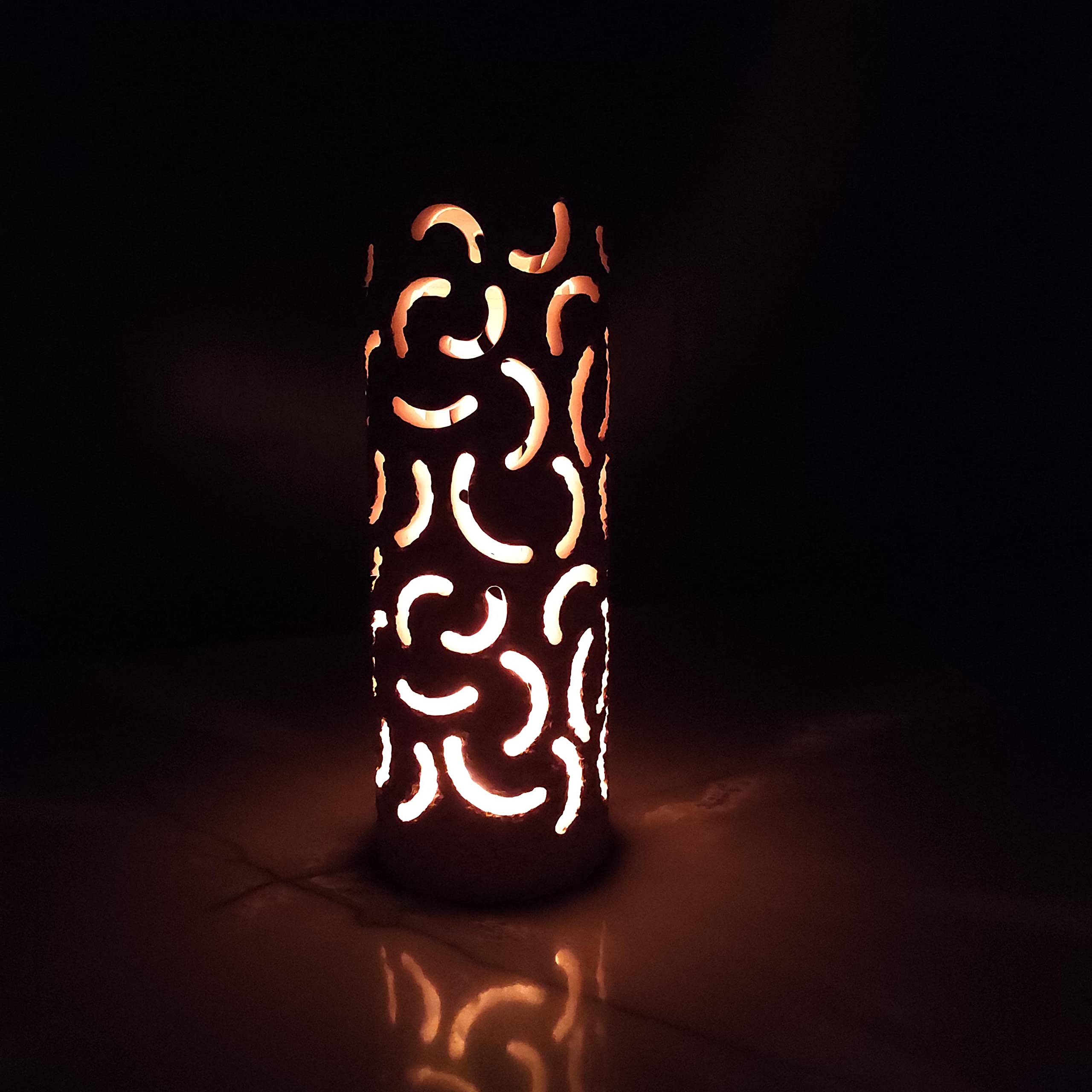 Handmade Italian Large Stone Candle Holder & LED Lantern 2-in-1 Set with Gift Box, Candle, Batteries & Message Card - Rustic Home Decor for Mantel, Porch, Wedding, Anniversary Gifts for Her & Him