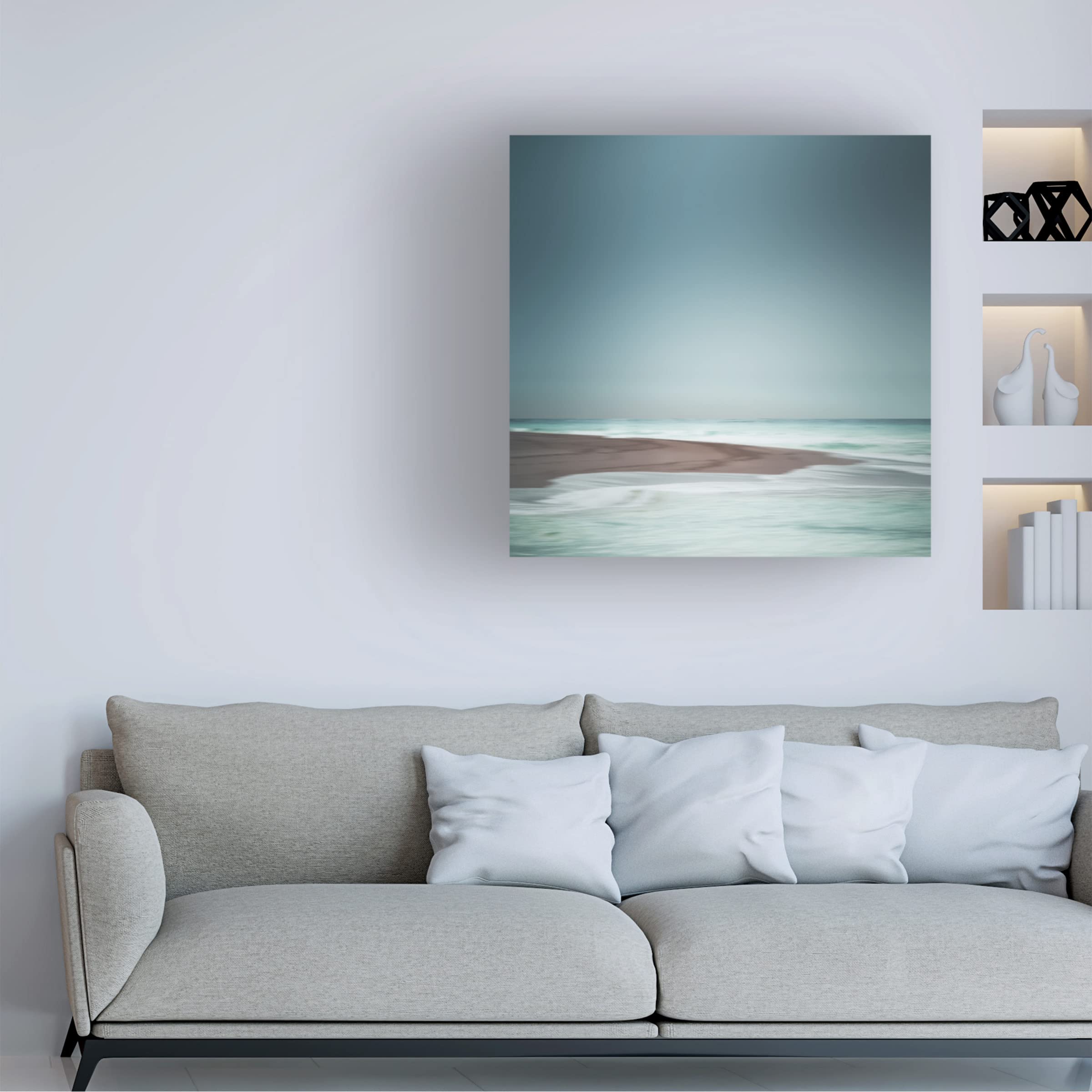 Trademark Fine Art 'Coast' Canvas Wall Art by Renate Wasinger - Seascape Painting for Beach House Decor, Living Room & Office Wall Decor