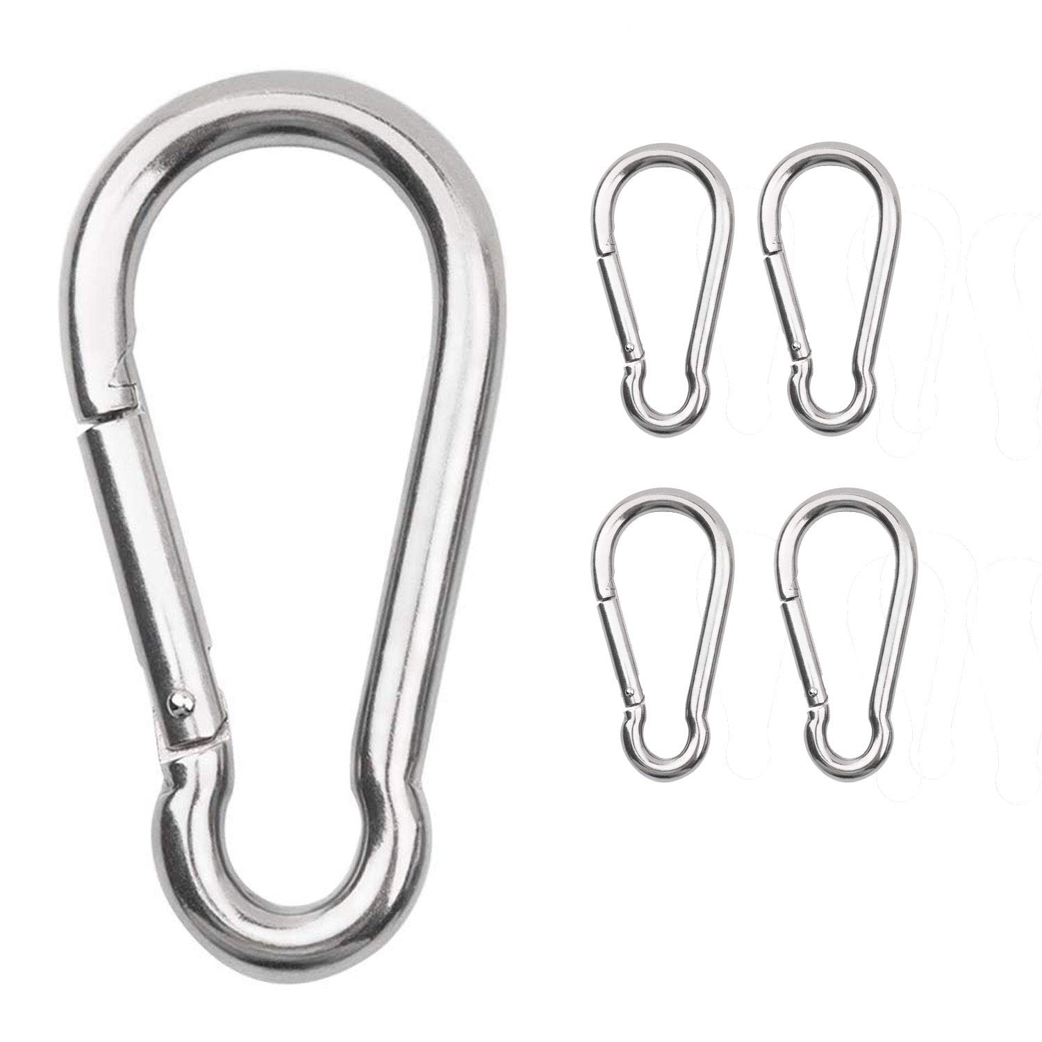 TTIO Heavy Duty Carabiner Spring Snap Hook - Galvanized Iron & Stainless Steel Clips for Outdoor Gear, Keychains, Camping, Hiking, and DIY Projects