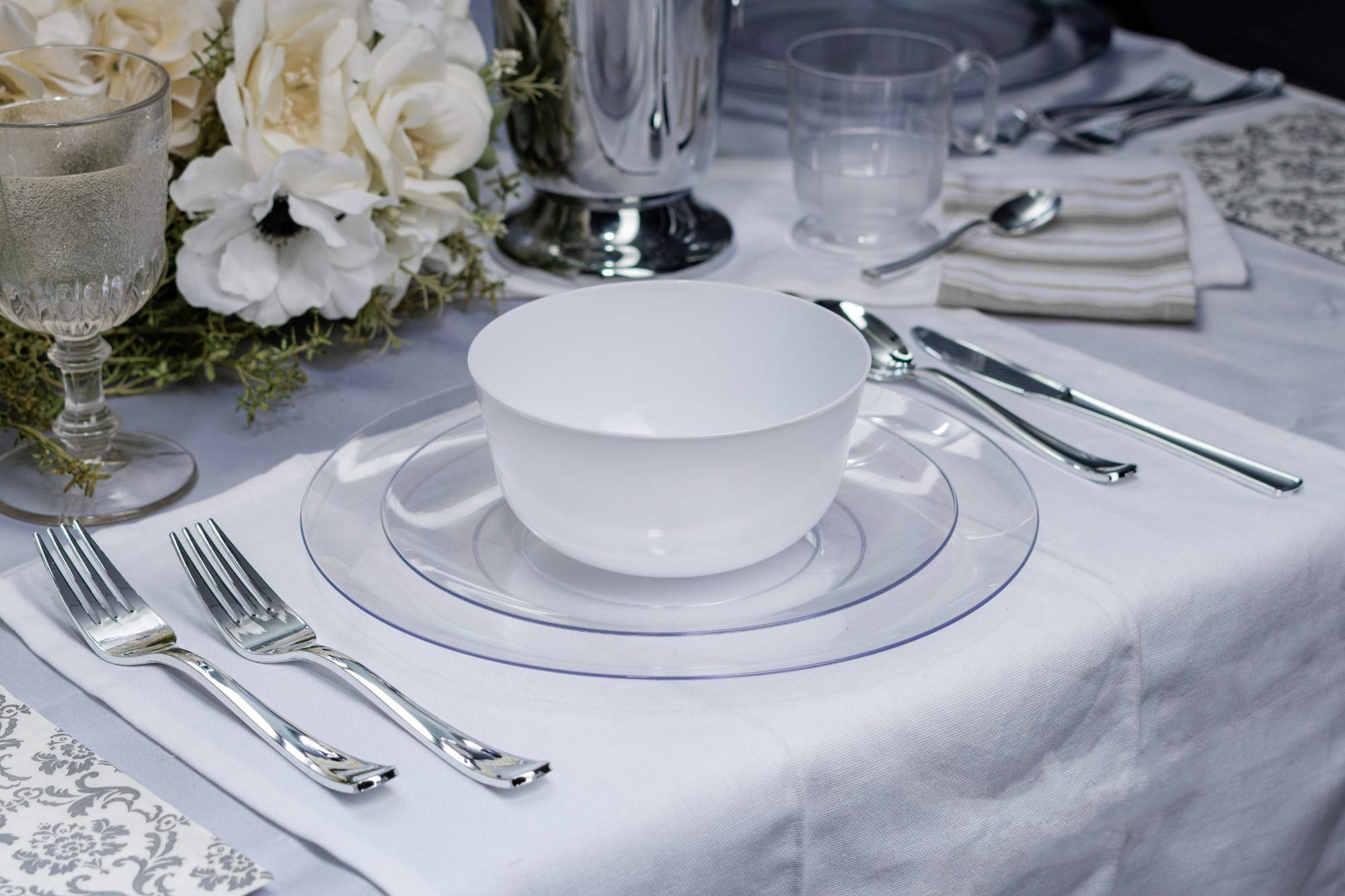 Trendables™ 40-Pack Premium Glass-Look Disposable Plastic Plates Set - 20 x 10.25