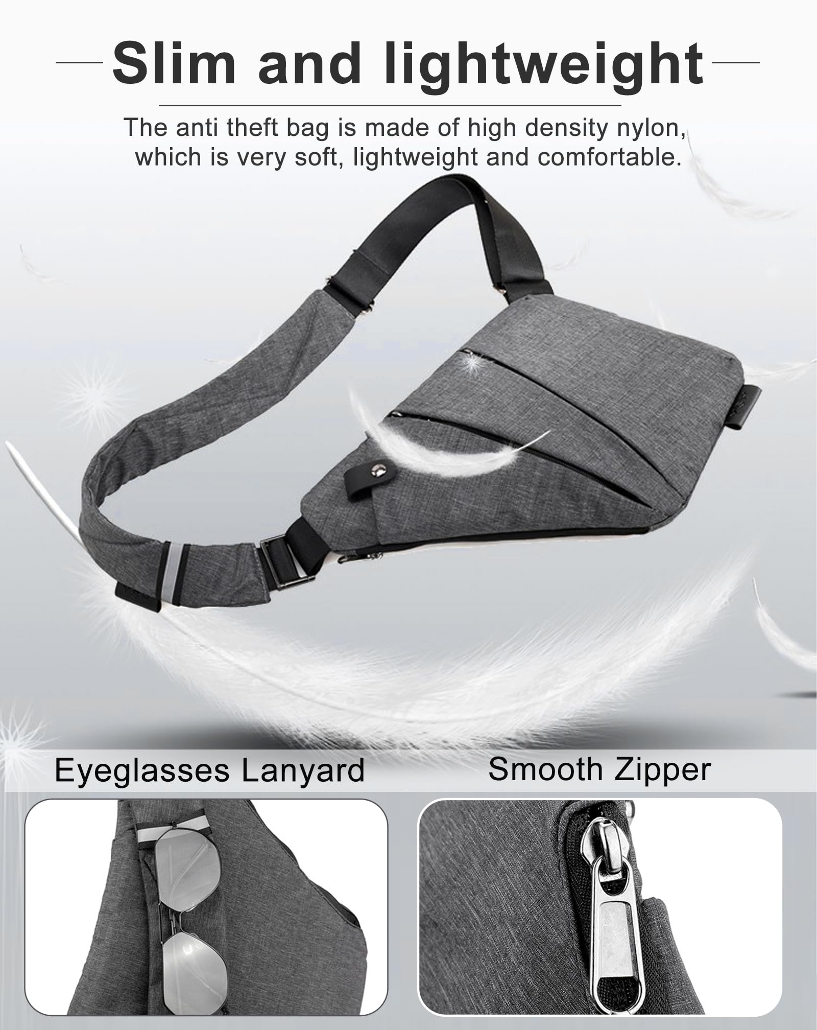 Anti Theft Travel Sling Bag - Lightweight Crossbody Purse for Women & Men - Secure RFID Blocking, Water Resistant - Perfect for Commuting, Hiking & Daily Use