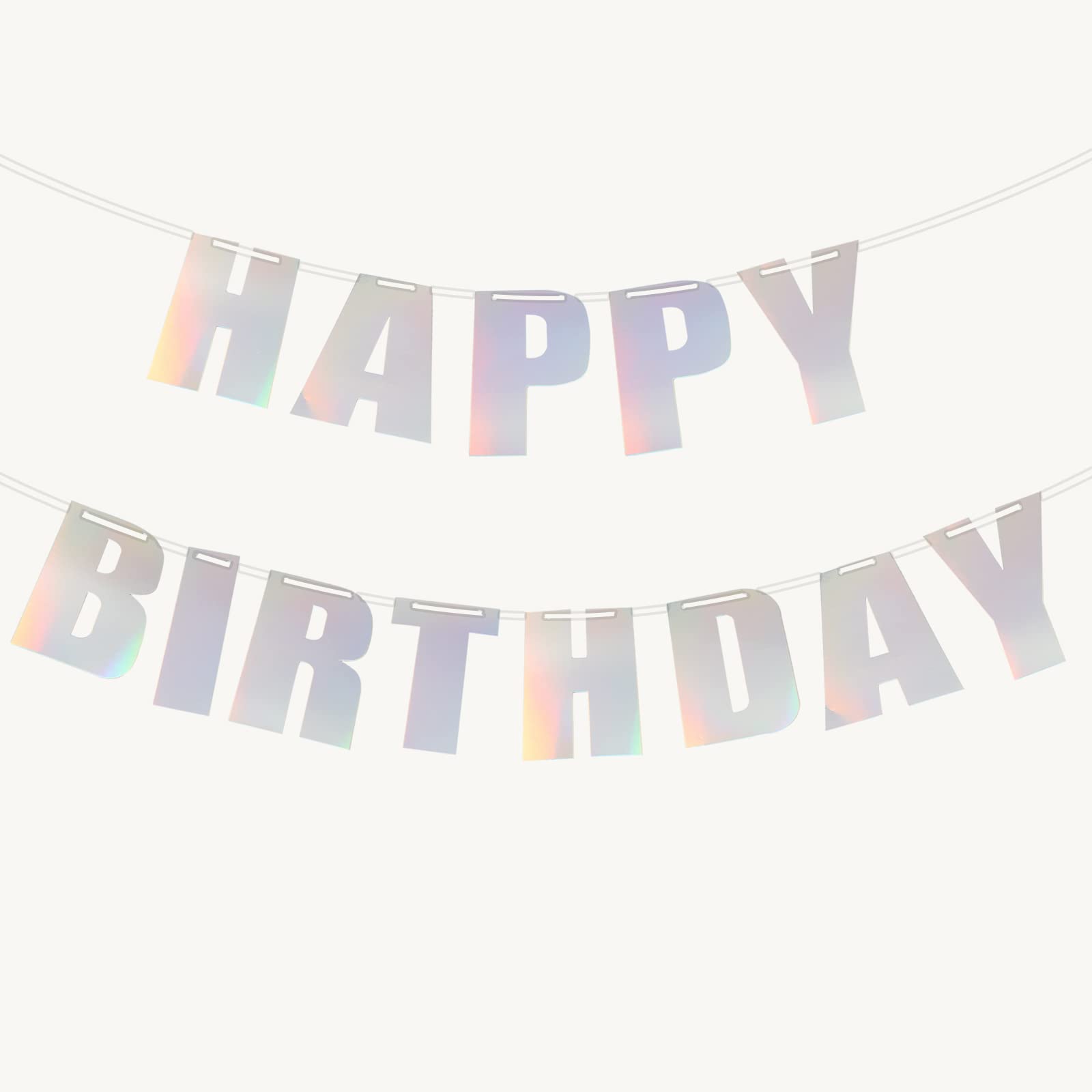 Happy Birthday Banner - Rainbow & Silver Foil Party Decorations for Birthday, Anniversary & Celebration Events - Perfect for Indoor & Outdoor Decor