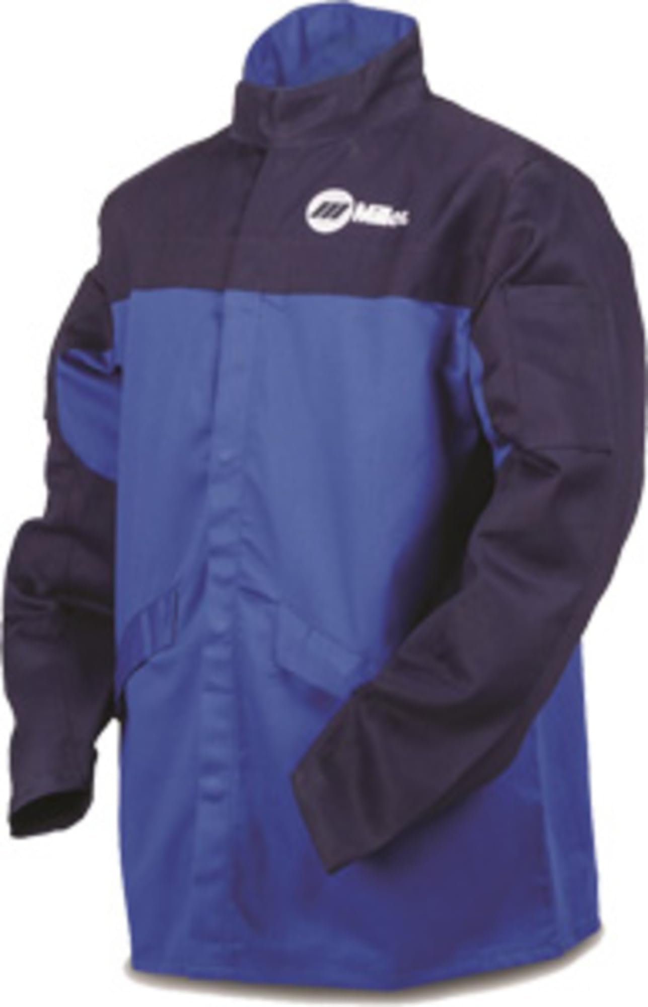Miller Electric Welding Jacket - Flame Resistant Workwear, Royal/Navy Blue, Size Large (L), Indura Fabric for Maximum Protection - Ideal for MIG, TIG & Arc Welding Jobs in Workshops & Construction Sites