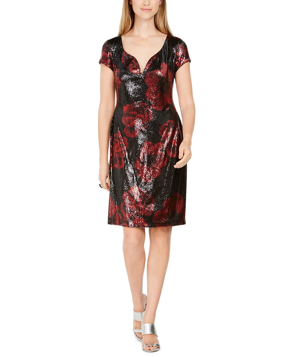 Elegant Floral Sequined Cocktail Dress for Women - Perfect for Parties, Weddings & Special Occasions