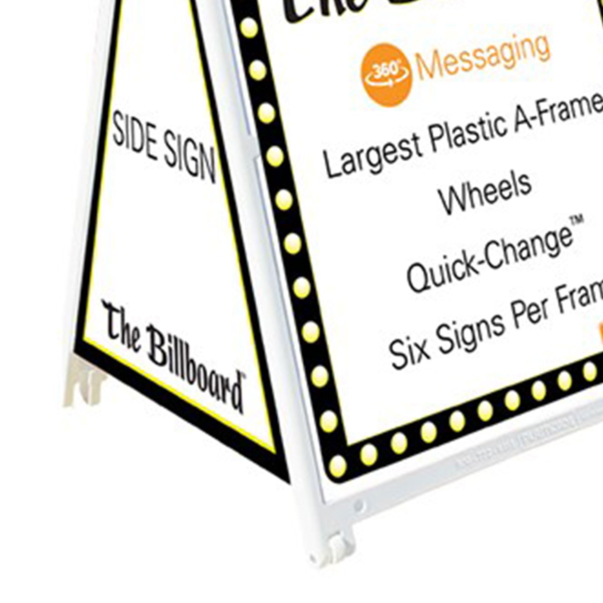 Plasticade Billboard Large Outdoor Sidewalk A-Frame Sign - 6 Display Plastic Sign Board Holder with Molded Handle & Wheels - White - Perfect for Storefronts, Sidewalk Sales & Outdoor Advertising