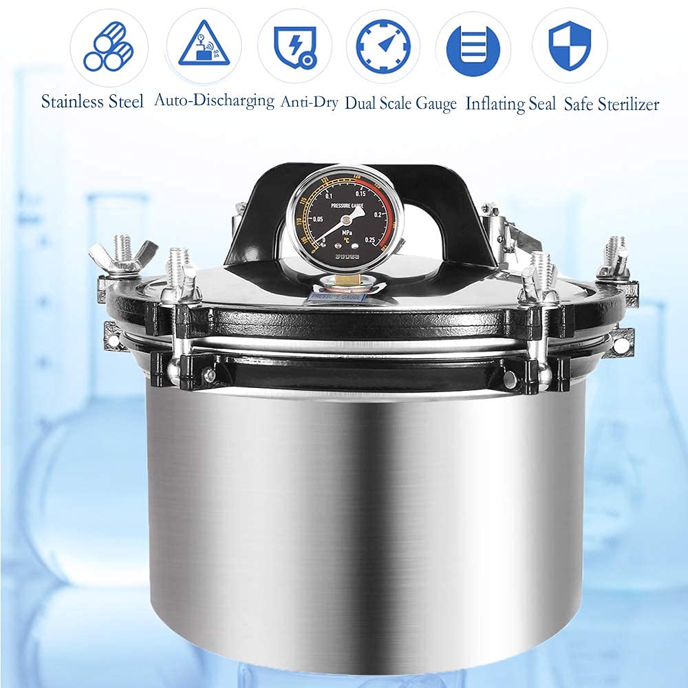 EustomA 8L Mini Autoclave - Desktop Steam Sterilizer for Lab Equipment | High Temperature Pressure Sterilization | Perfect for Dental Clinics, Tattoo Shops & Medical Laboratories