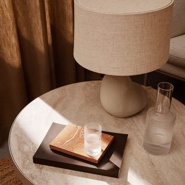 FERM LIVING Ripple Carafe Lid and Drinking Glass Set - Clear Glass Pitcher Cover with Matching Glass for Water, Juice & Beverages - Perfect for Home, Kitchen, and Party Serving