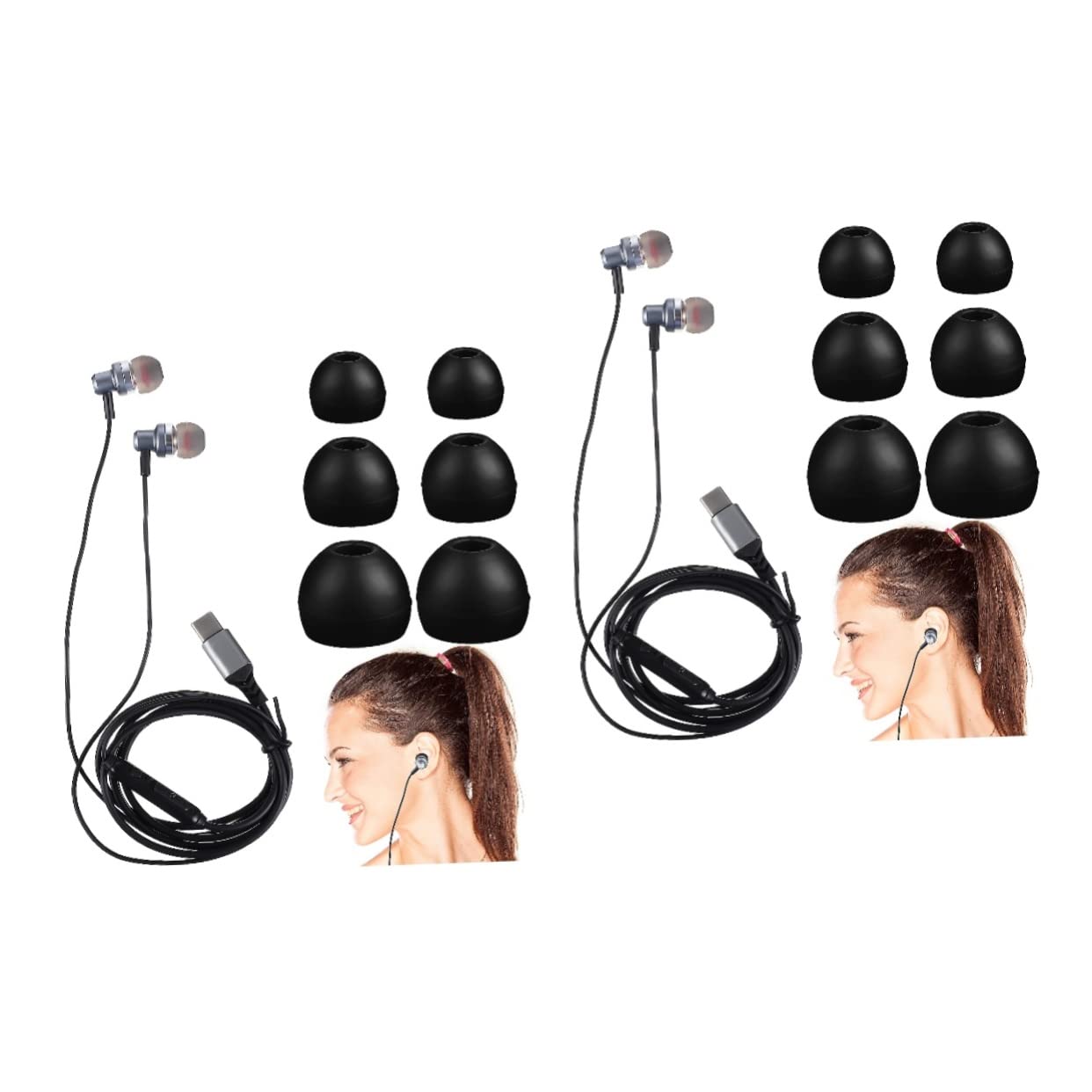 UKCOCO 2 Pack Noise Cancelling Wired Headphones with Earplugs - Comfortable Earbuds for Work, Study, Travel & Gym | Perfect for Office, Commuting & Workout Sessions