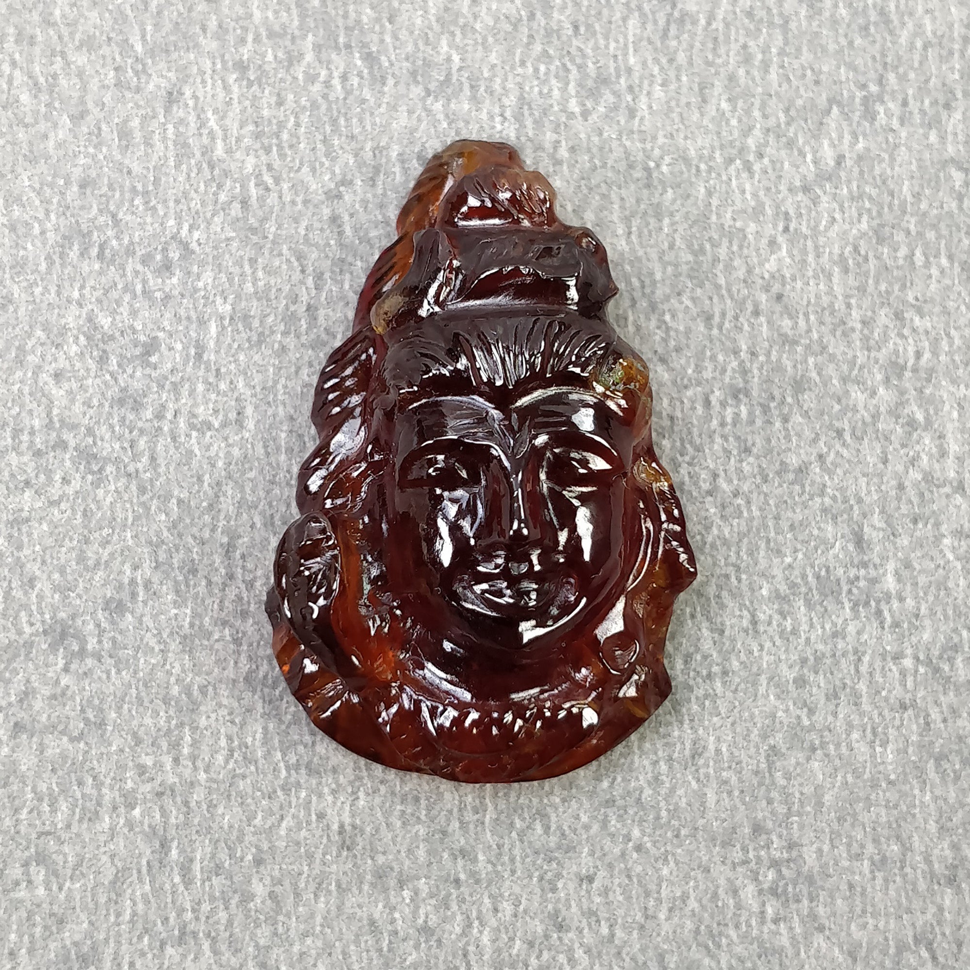 Natural Hessonite Garnet Gemstone Carving - 30.90cts Untreated Hand Carved Lord Shiva Statue 28x18mm | Spiritual Meditation, Yoga Decor, Hindu Altar Gift (With Video)