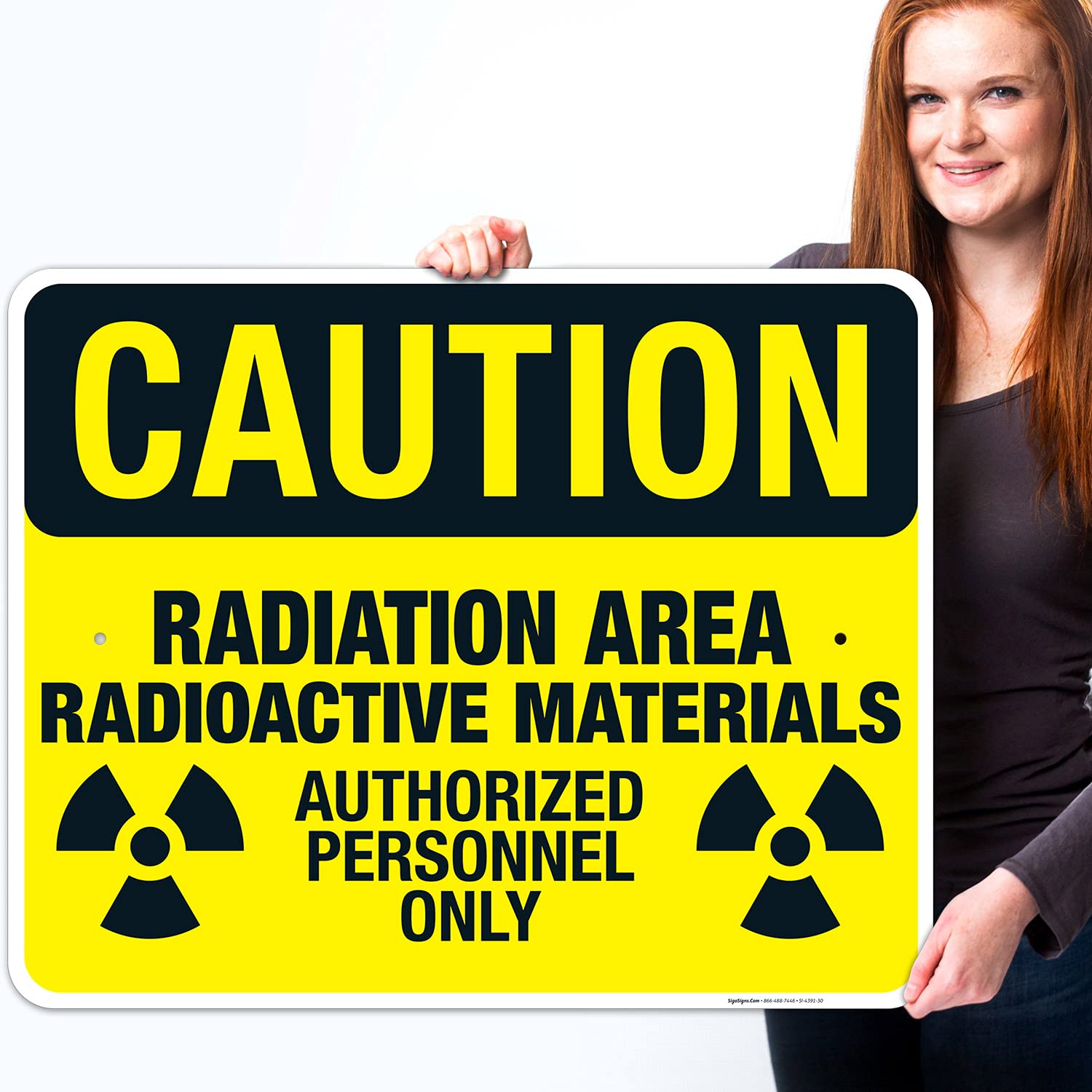 Radiation Area Radioactive Materials Authorized Personnel Only Sign - OSHA Compliant Warning Sign - 24x30 Inch Rustproof Aluminum Sign - Fade Resistant for Indoor/Outdoor Use - Made in USA - Perfect for Nuclear Facilities, Laboratories & Hazardous Work Zones