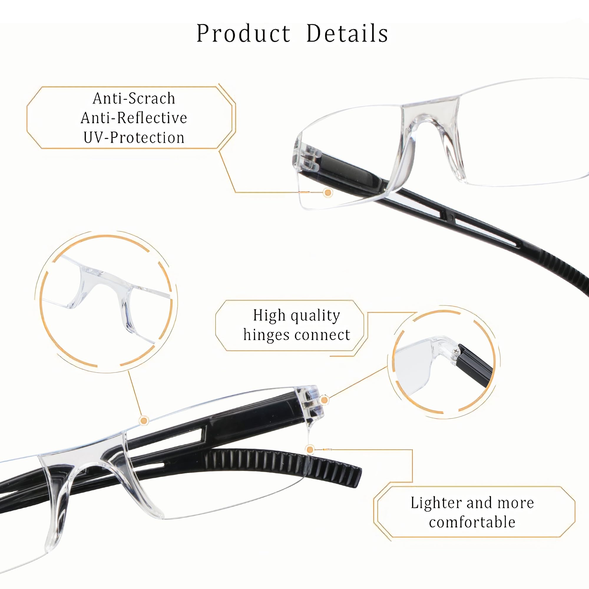 LifeArt 2/4 Pairs Blue Light Blocking Reading Glasses for Men & Women - Anti Eyestrain Computer Glasses with Rectangle Frame | Perfect for Office Work, Gaming & Screen Time