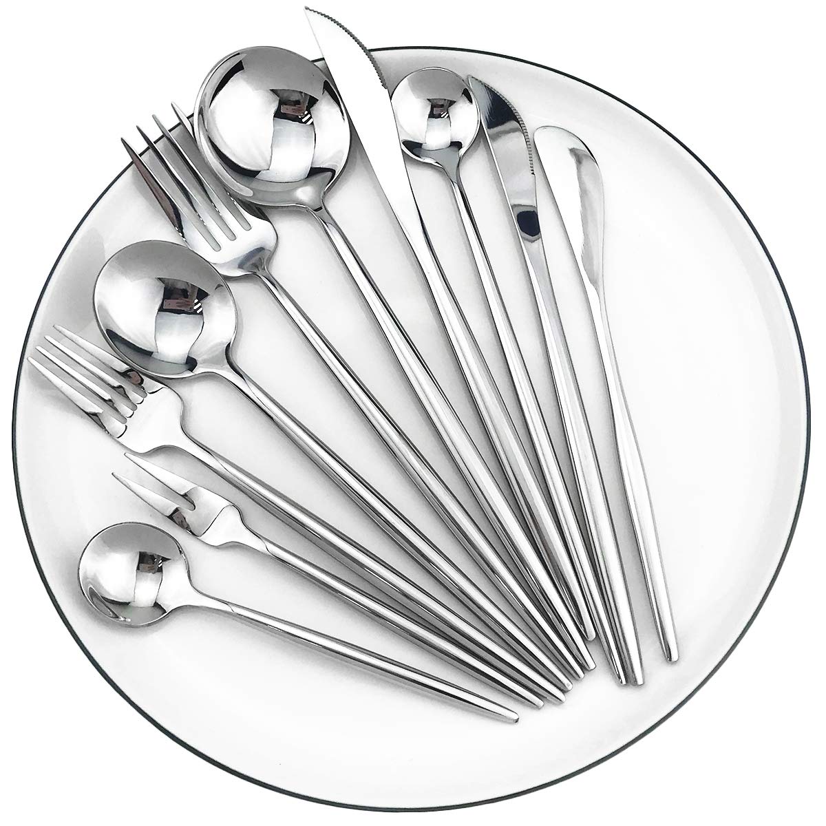 Premium Gugrida 6-Piece Dessert Fork Set - 18/10 Stainless Steel Silverware with Mirror Polish - Elegant Royal Cutlery for Parties, Weddings & Gift Giving (Silver) - Perfect for Fine Dining, Afternoon Tea & Special Occasions