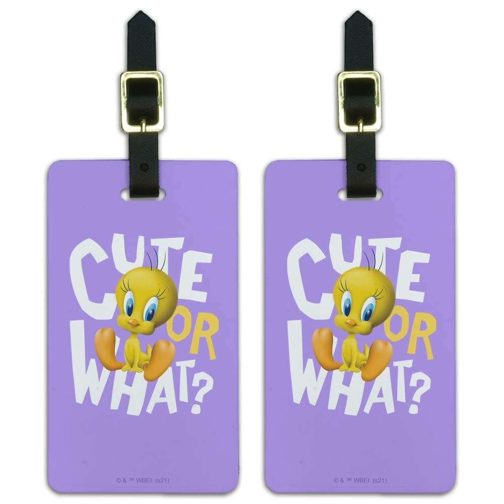 Looney Tunes Tweety Bird Luggage Tags - Cute Carry-On ID Cards Set of 2 for Travel Accessories | Perfect for Suitcases, Backpacks & Kids' Bags