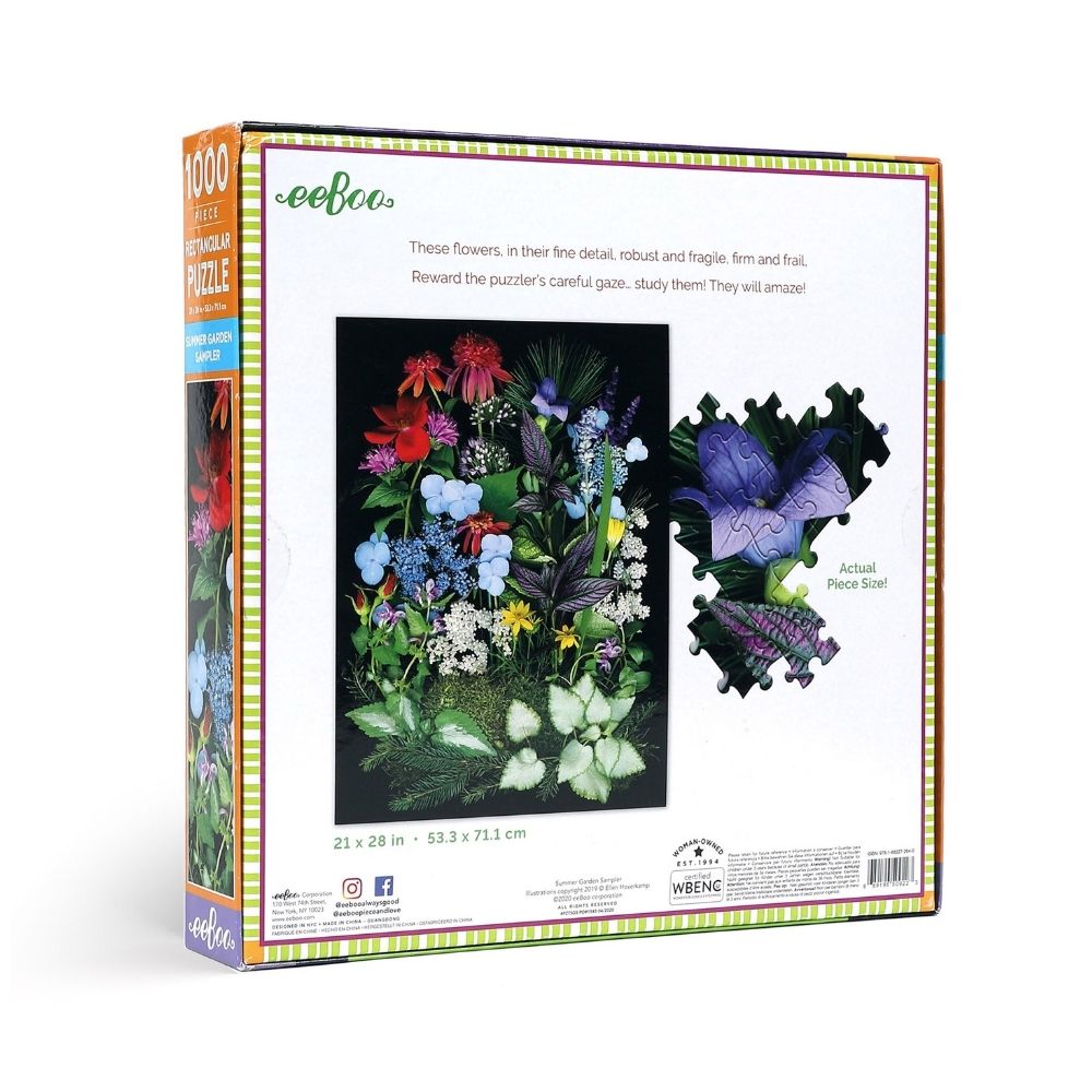 eeBoo Summer Garden Sampler 1000 Piece Jigsaw Puzzle - Beautiful Floral Landscape for Adults & Teens, Perfect for Family Game Night & Relaxation