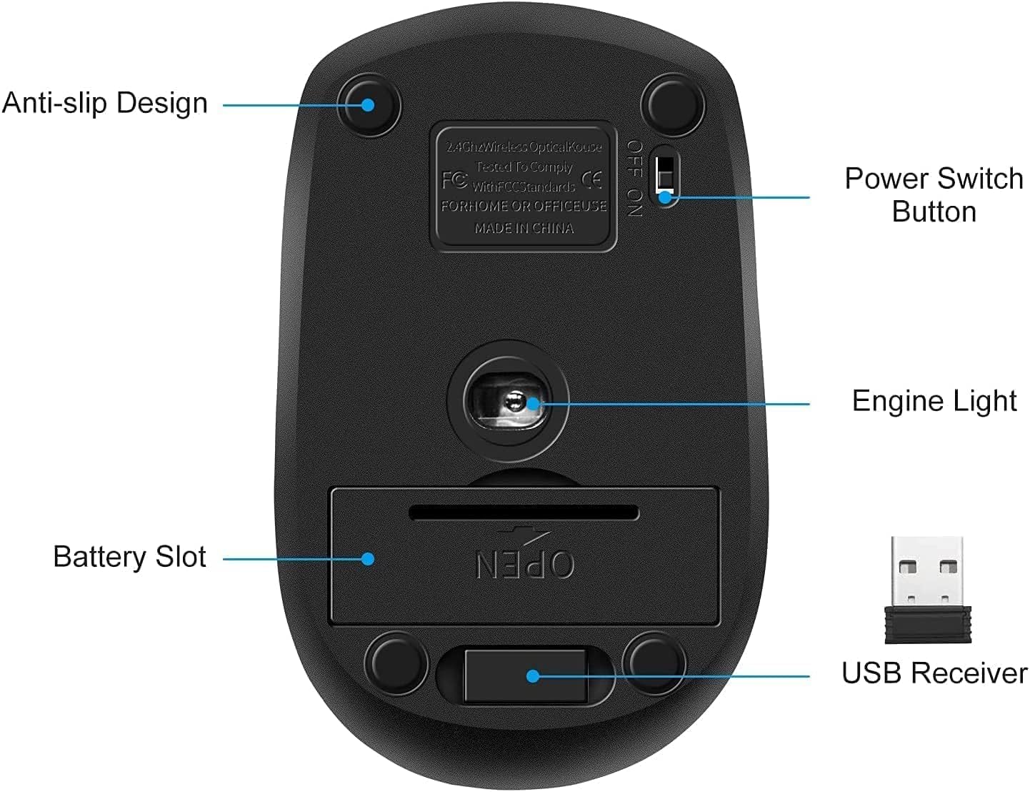2 Pack Wireless Mouse - 2.4Ghz Ergonomic Computer Mouse with 6 Buttons & Nano Receiver for Laptop, PC, Chromebook, Notebook - Perfect for Office Work, Gaming & Home Use (Black)