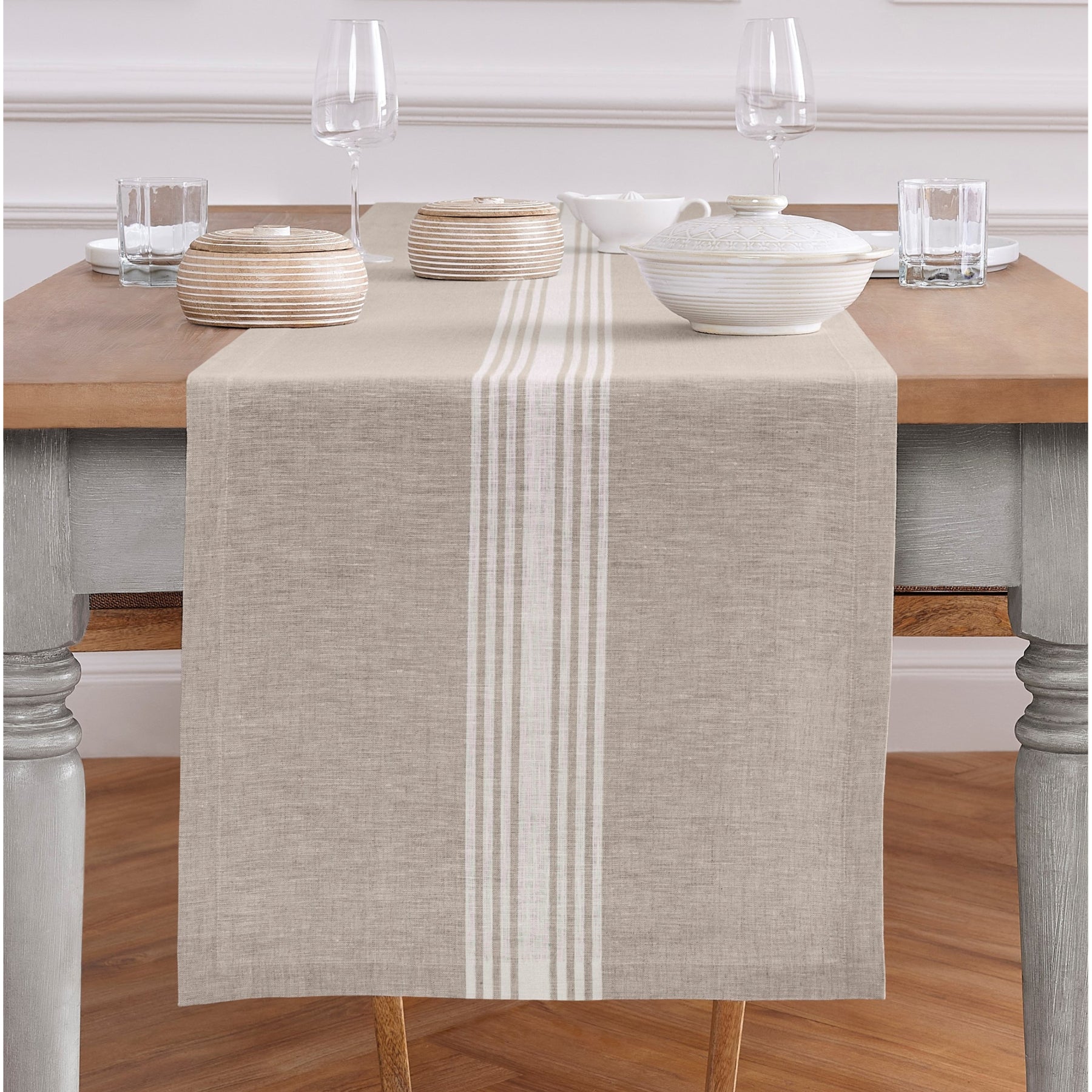Farmhouse Table Runner - 16 Inch & 18 Inch Wide Cotton Linen Blend - Perfect for Dining Tables, Kitchen Decor & Rustic Weddings