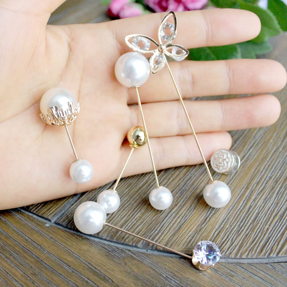 15-Piece Fashion Safety Pin Set with Faux Pearl Brooches - Heavy Duty Large Safety Pins for Women's Clothing, Dresses & Accessories - Perfect for DIY Fashion, Costume Jewelry & Outfit Decoration