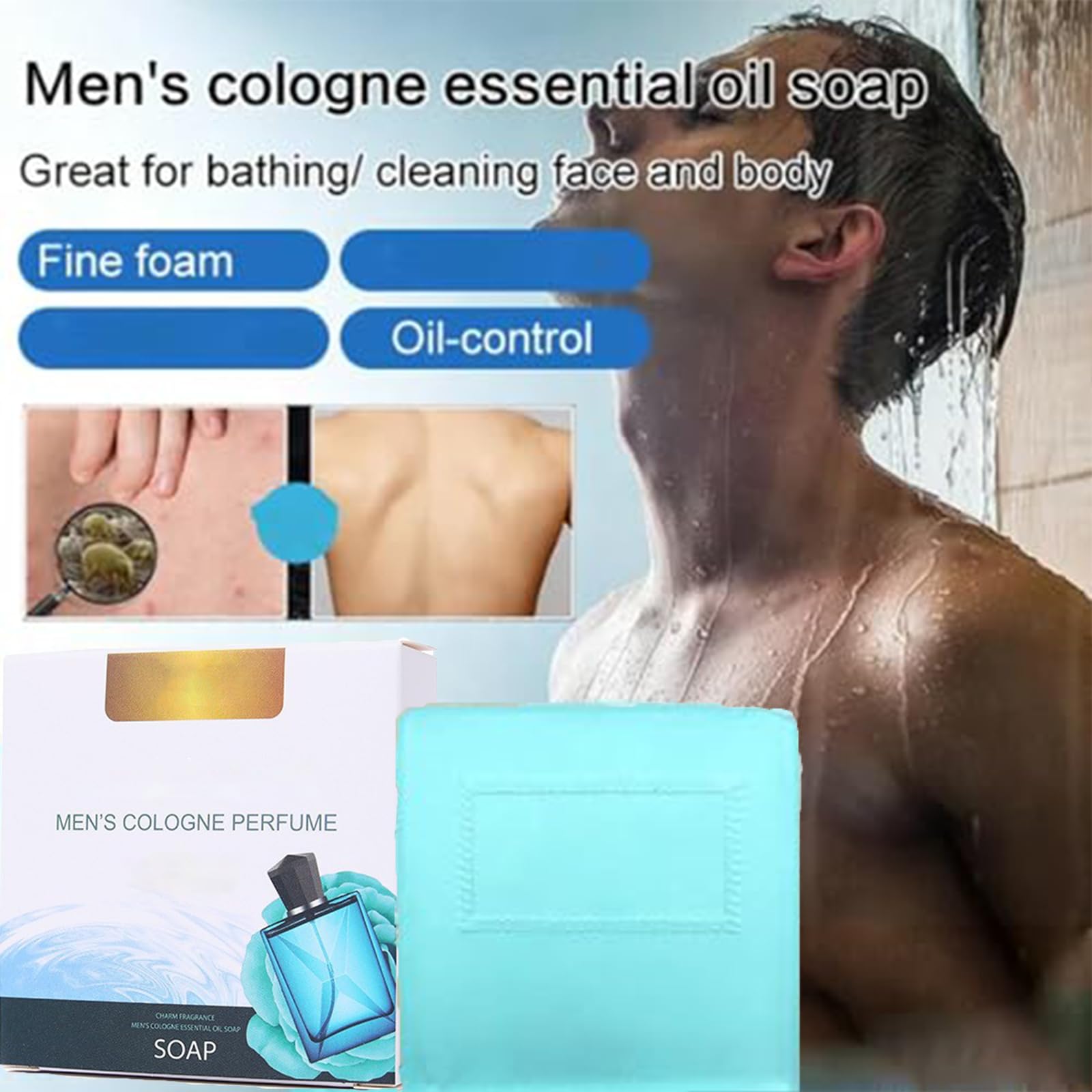 Premium Men's Cologne Essential Oil Soap - Natural Pheromone Bar Soap with Cologne Scent for Men - Moisturizing Body Wash & Skin Care Gift Set (3 Bars) - Perfect for Daily Shower, Gym, Travel & Grooming Routine