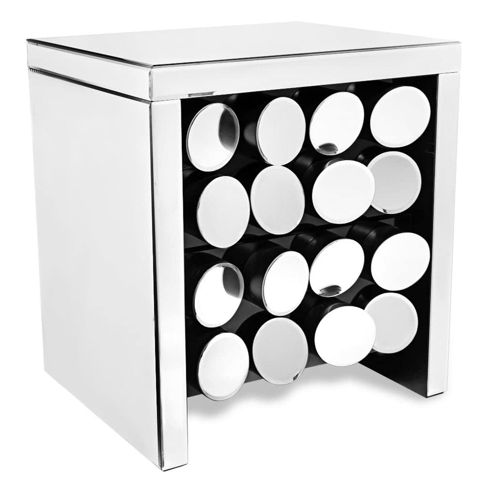 ZURI Onyx Mirrored Modern Accent Table with Soft Close Drawers - Stylish Living Room End Table, Bedside Nightstand & Entryway Decor for Contemporary Homes