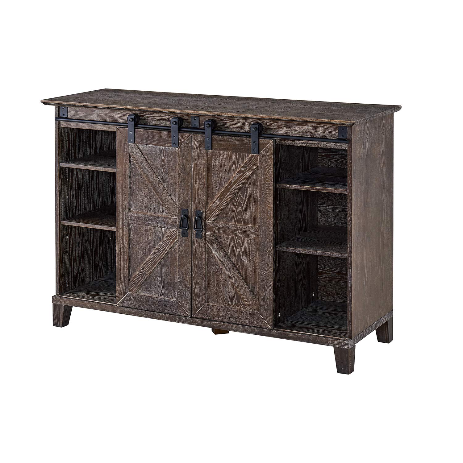 SEI Furniture Holmes Barn Door TV Stand - Rustic Brown Wood Media Console for Living Room, Bedroom & Home Theater
